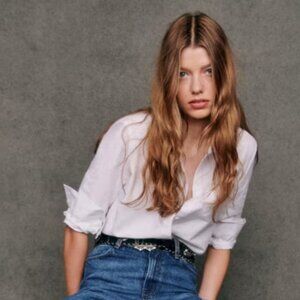 Sezane | Tomboy Button-Up Shirt | White | 38 EU / M